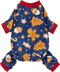Fitwarm Gingerbread Man Dog Pajamas, Christmas Clothes for Small Dogs Boy Girl, Funny Holiday Pet Outfit, Red, Blue, Brown, Large