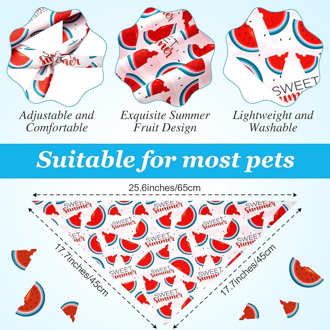 Shyyween 100 Pcs Fruit Dog Bandanas Bulk Summer Bandanas for Dogs Hawaiian Soft Bibs Adjustable Triangle Scarf for Small Medium Large Pet Costume