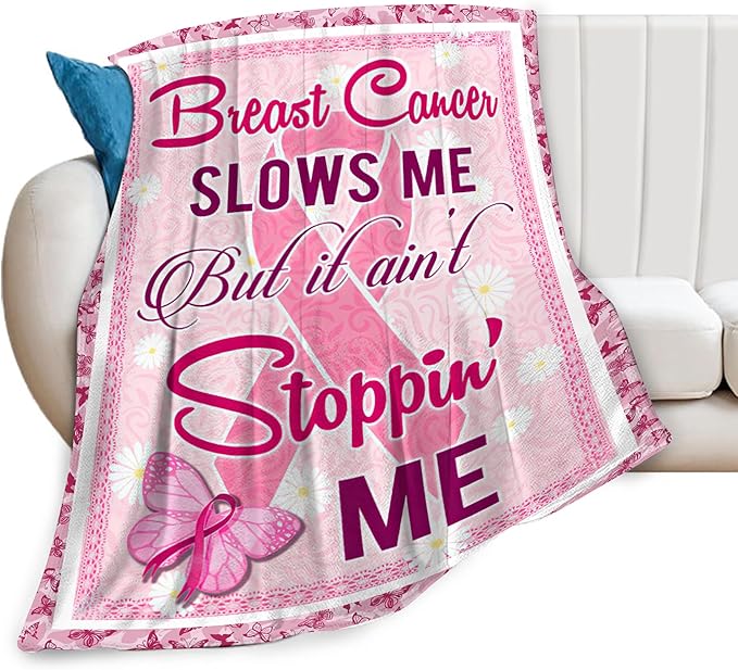 Breast Cancer Survivor Gifts Blanket Breast Cancer Awareness Throw Blankets Cozy Fleece Flannel Blanket Soft Warm Plush Lightweight Bedding Accessories Gift for Women for Couch Sofa Bed 40"X50"