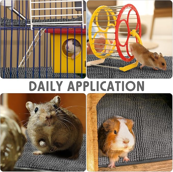 Amylove 4 Pcs Guinea Pig Cage Liner Washable Fleece Pee Pads Pet Dog Cat Bedding Training Mat for Small Animal Guinea Pig Puppy Bunny Hamster(47 x 24 Inch,Rectangular,Dark Gray)