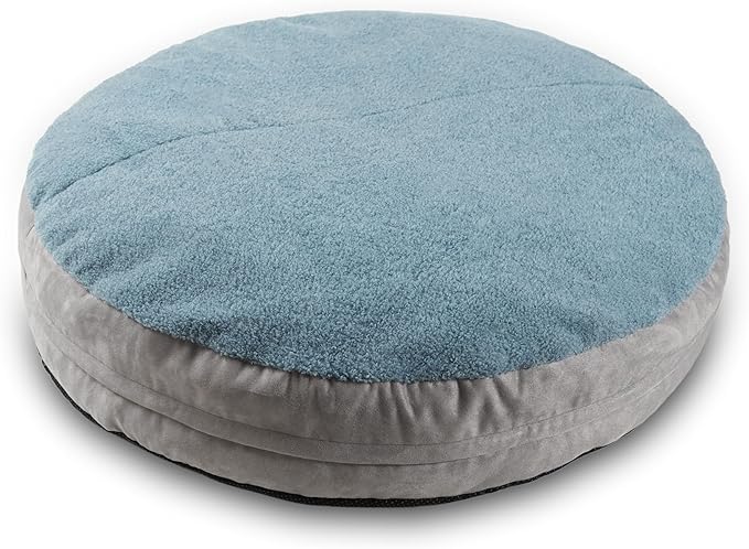 JAXX Robbi Dog Bed Bean Bag – Round Bed with Machine Washable Cover and No-Slip Base - Supportive Memory Foam for Senior Dogs & Joint Pain Relief - Ultimate Comfort & Luxury - Medium, Blue/Grey