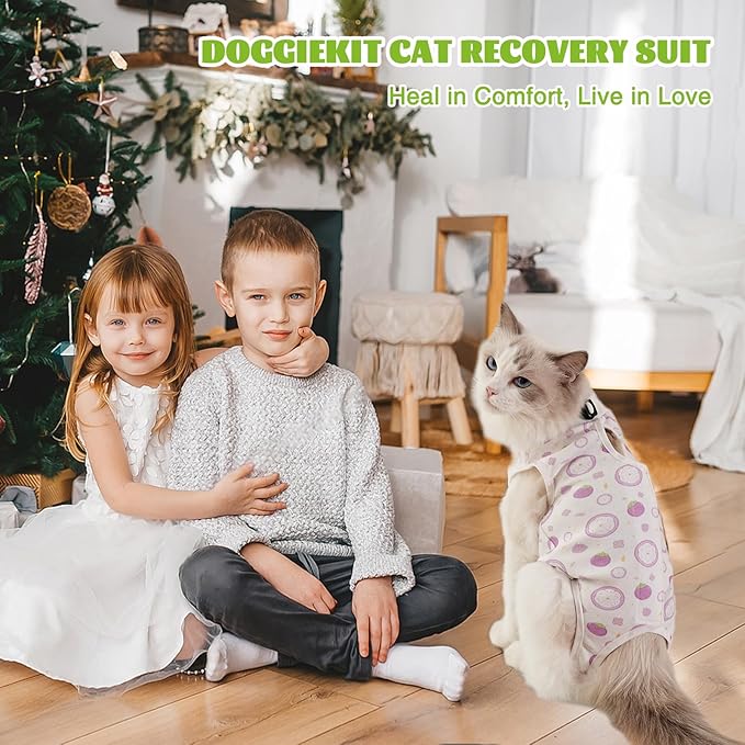 Cat Recovery Suit After Surgery, Anti Licking Onesie Postoperative Shirt for Female Spay Male Neuter, Soft Breathable Bodysuit Pajamas for Abdominal Wound Kitten E-Collar & Cone Alternative