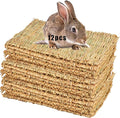Hamiledyi Grass Mat for Rabbit Bunny Chew Toys Woven Bed Mat for Guinea Pig Chinchilla Squirrel Hamster Cat Dog and Small Animal (12PCS Grass mat)