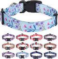 Dog Collars with Floral Print, Soft Comfortable Adjustable Collars for Small Medium Large Dogs, Floral Pattern for Girl Boy Dogs(Bicolor Flower,S)