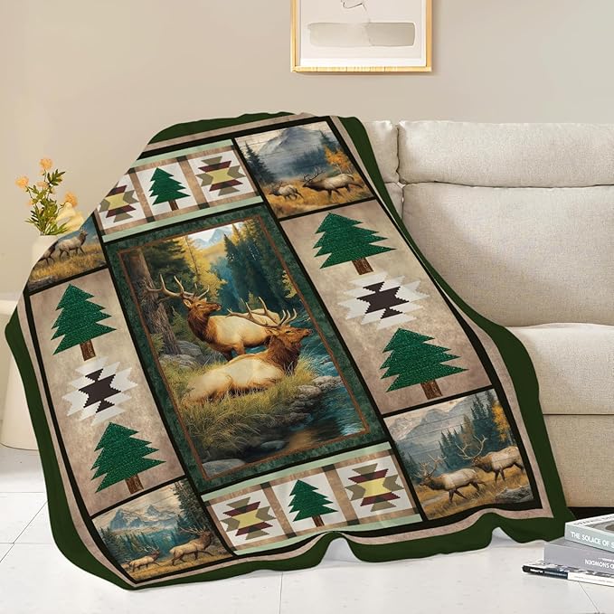 Deer Throw Blanket Deer Elk Stuff Gifts for Kids Girls Boys Adults Women Men Soft Cozy Warm Plush Fluffy Fuzzy Fleece Blanket Decor 60''X80''