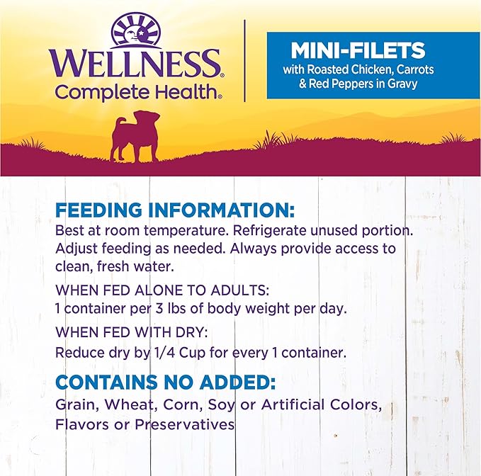 Wellness Petite Entrées Mini-Filets with Roasted Chicken, Carrots & Red Peppers in Gravy, 3-Ounce Cup (Pack of 12)