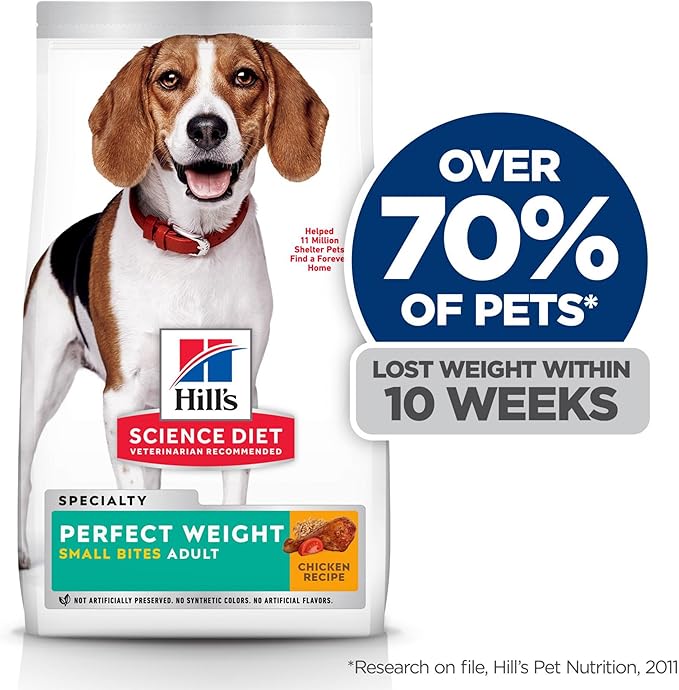 Hill's Science Diet Adult Perfect Weight Small Bites Dry Dog Food, Chicken, 12 lb. Bag