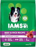 IAMS Proactive Health Dry Dog Food, Adult Dog Food Dry Recipe, Beef & Rice Recipe, 30 lb. Bag