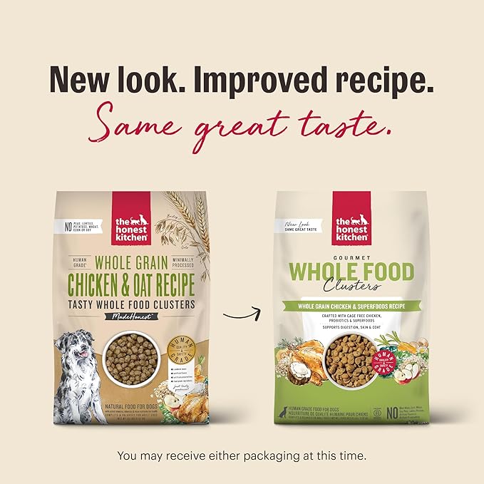 The Honest Kitchen Human Grade Dry Dog Food, Whole Food Clusters Whole Grain Dry Dog Food, Chicken & Oat, 20 lb Bag