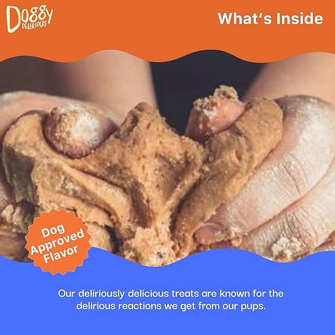 Doggy Delirious Crunchy Dog Treats – All Breeds & Sizes – Natural Puppy Snack – 100% Human-Grade – Grain-Free Peanut Butter Bones – 16 Oz, 1 lb Pack (1)