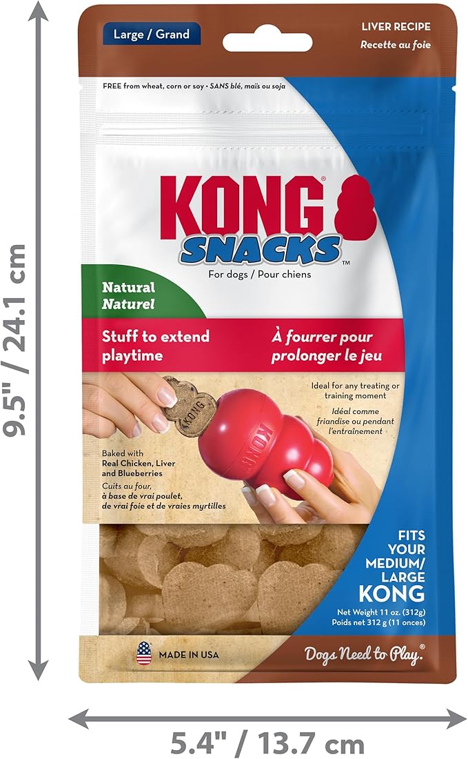 KONG Snacks Dog Treats – 2-Pack | All-Natural, Made in USA, Fits Classic Toys, No Wheat, Corn or Soy (Large, Liver)