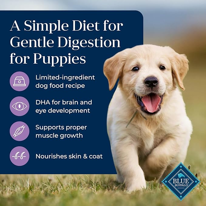Blue Buffalo Basics Dry Dog Food for Puppies, Skin & Stomach Care, Limited Ingredient Diet for Dogs, Turkey Recipe, 24-lb. Bag