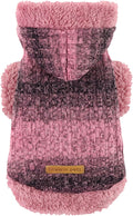 Fitwarm Fuzzy Dog Sweater, Knitted Winter Dog Clothes for Small Dogs Girl, Pet Cat Hooded Outfit, Heather Pink, Black, XS