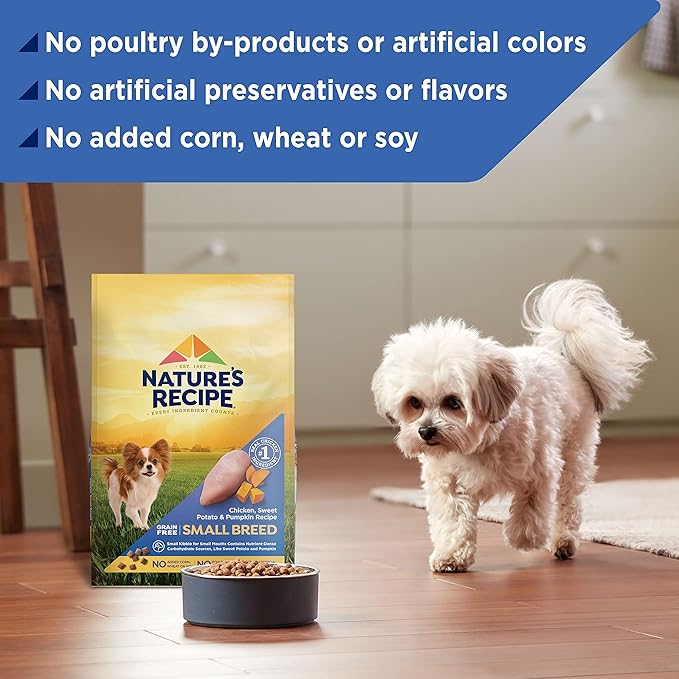 Nature's Recipe Grain Free Small Breed Dry Dog Food, Chicken, Sweet Potato & Pumpkin Recipe, 4 lb. Bag