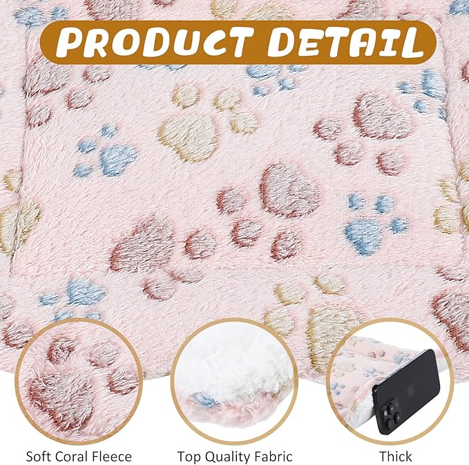 Tuanse 4 Pack Ultra Soft Dog Cat Bed Mat Small Animal Guinea Pig Bed with Cute Print Reversible Fleece Dog Crate Kennel Pad Cozy Washable Thickened Hamster Pet Beds Mat(13 x 10 Inches,Light Brown)