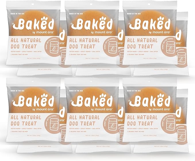 Baked Dog Treats Human Grade (Pack of 12) – Dog Treats Individually Wrapped, Peanut Butter Cookies for Dogs 1.75 Ounces Each (12 Pack, Peanut Butter)