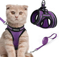 rabbitgoo Cat Harness and Leash Set for Walking Escape Proof, Adjustable Soft Kittens Vest with Reflective Strip for Cats, Comfortable Outdoor Vest, Purple, L