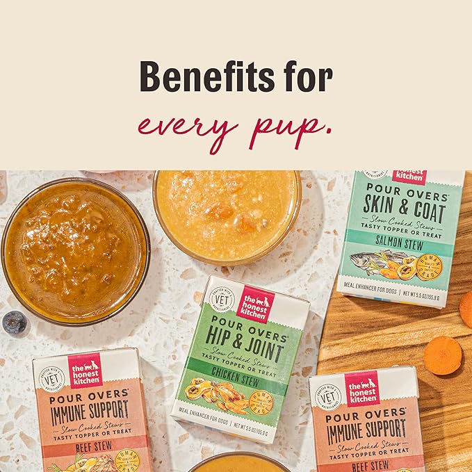 The Honest Kitchen Human Grade Functional Pour Overs: Heart Health - Turkey Broth & Salmon Stew Dog Food Topper, 5.5 oz x12