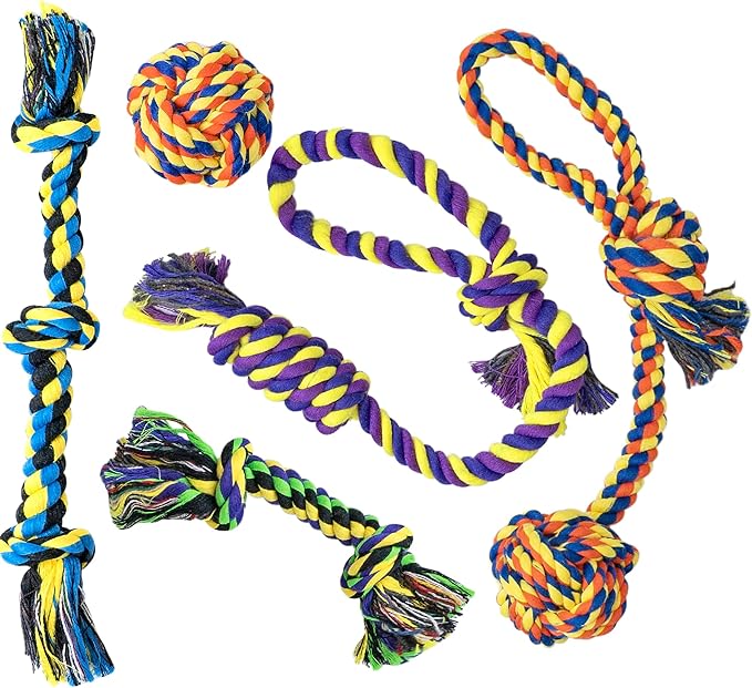 Puppy Teething Toys for Small Dogs, 5 Pack Cotton Puppy Dog Rope Toy for Small Dogs, Durable Dog Chew Toys for Aggressive Chewers Small Breed, Interactive Tug of War Puppy Toys to Keep Them Busy