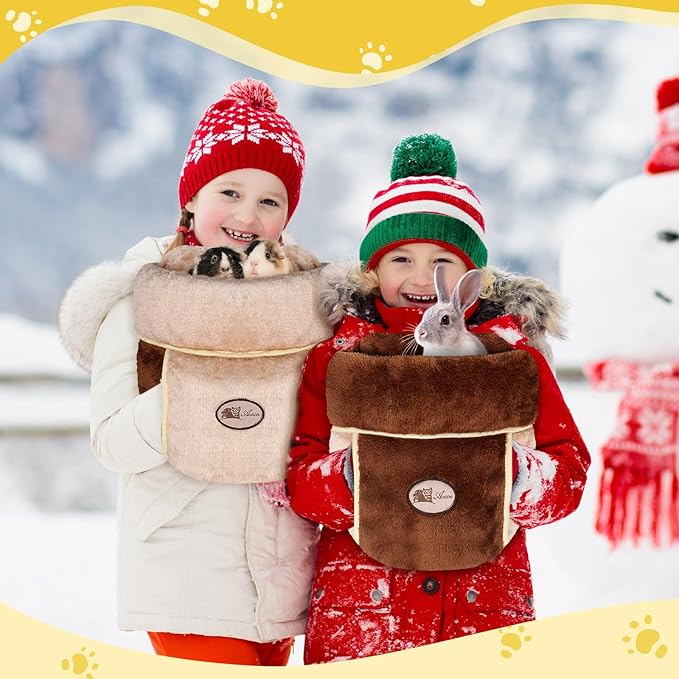Wenqik 2 Pcs Guinea Pig Bed Cuddle Warm Hideout Small Animal Sack Cozy House Bedding Sleeping Cushion Portable Pet Carrier Cage Nest for Rabbit Hamster Rat