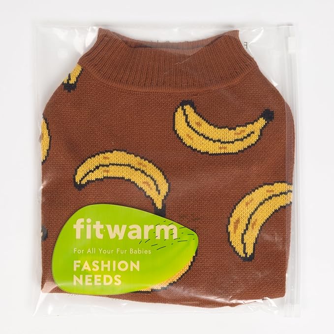 Fitwarm Banana Dog Sweater, Thermal Dog Winter Clothes for Small Dogs Boy Girl, Pet Outfit, Brown, Yellow, XS