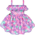 Fitwarm Dreamy Mermaid Ruffle Dog Dress, Lightweight Summer Clothes for Small Dogs Girl, Hawaiian Pet Outfit, Purple, Blue, Pink, XS