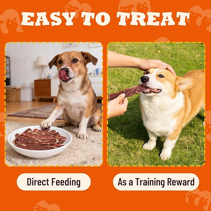 17.6oz Marbly Beef Strips for Dog Jerky Treats - Natural High Protein Beefhide for Dental Chews - Supports Hip & Joint Health - Dog Training Treats for Small & Large Dogs
