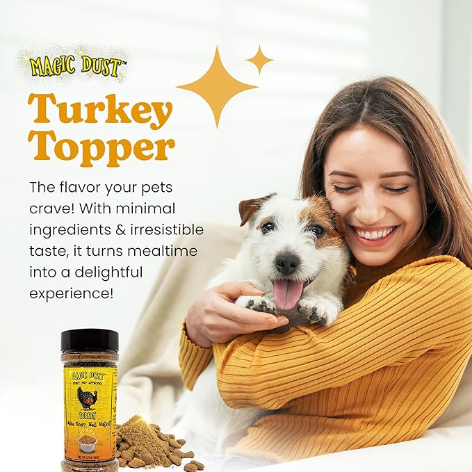 Wild Meadow Farms - Magic Dust Turkey Jerky Topper, Single Protein Pet Food Topper for Dogs and Cats, Enhance Flavor & Elevate Mealtime Excitement for Picky Eaters - 3.5 Ounce Bottle in Turkey Flavor
