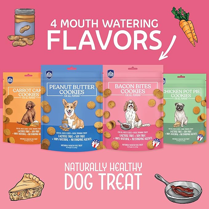 Bacon Bits Cookies|Lactose Free - Soy Free - Gluten Free - Wheat Free | USA Made | for All Breeds | 14 oz of All Natural, Baked, Crunchy Goodness