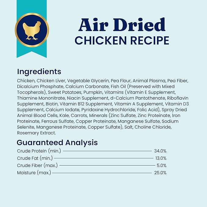Solid Gold Air Dried Dog Food Toppers for Dry Food - Healthy Dog Treats w/Real Chicken & Superfoods - Serve as a Complete Meal, Topper or Treats - Supports Muscle Growth, Immunity & Digestion - 1lb
