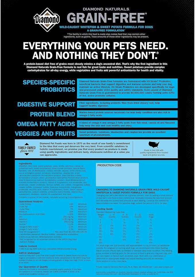 Diamond Naturals Grain Free Real Meat Recipe Premium Dry Dog Food With Real Fish 28Lb