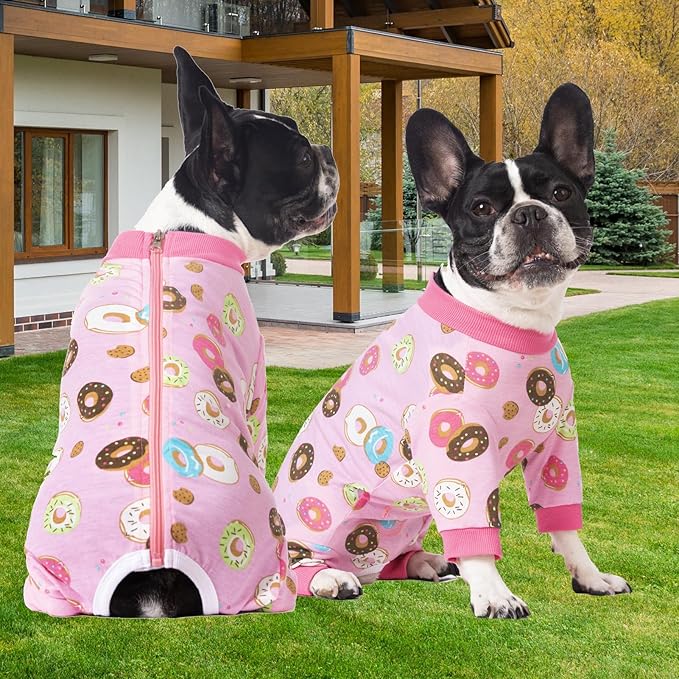Dog Surgery Recovery Onesie, Dog Pajamas Long Sleeve for Female & Male Dogs, Small Dogs Abdominal Wound Bandages Surgical Suit, Cat Recovery Suit for Shedding Skin Disease