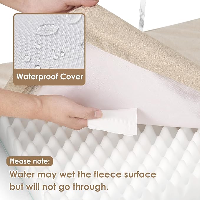 EHEYCIGA Orthopedic Dog Bed Waterproof 41"x27", Memory Foam Pet Bed for XLarged Dogs, Washable Pet Mat with Removable Cover, Beige