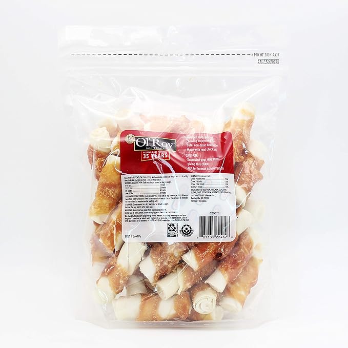 Ol' Roy Rawhide 2.5" Roll with Chicken Dog Treats 36 Count Per Bag