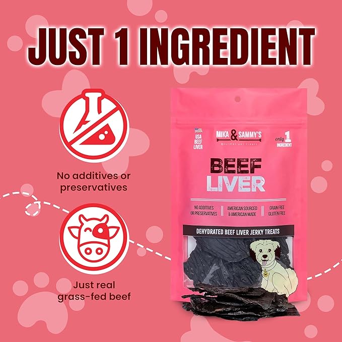 Mika & Sammy's Gourmet Beef Liver Jerky Dog Treats Made in The USA. (Beef Liver 12 Oz)