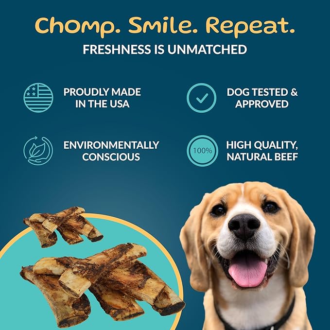 TREATOPIA Adventure Tail Wagger Dog Bones, 10-Pack 8–10" Beef Rib – Long-Lasting Natural Chews for Medium & Large Dogs, USA Made, Single Ingredient, Hand-Trimmed, Slow-Roasted, No Additives or Fillers