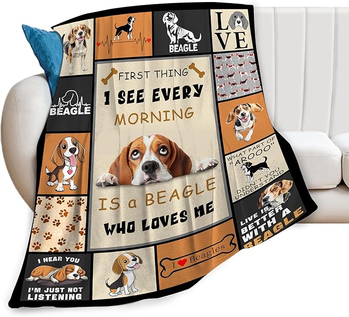 Beagle Gifts, Beagles Throw Blanket, Beagle Stuff for Women Girls Boys Lover Adult Cozy Fleece Flannel Bedding Stuff Plush for Couch Sofa Bed Decor 50"X40"