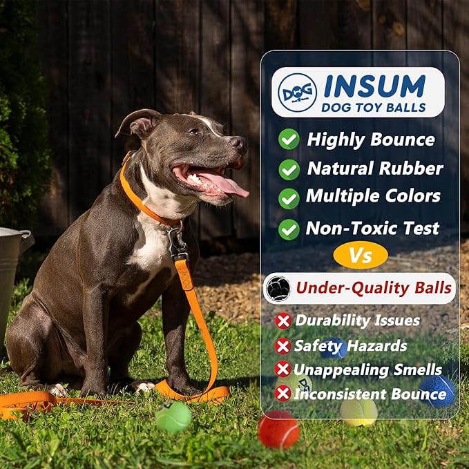 Tennis Balls for Dogs - Bulk 50 Pack 2.5'' Durable Non-Toxic Outdoor Dog Toys Balls with Mesh Bag, SGS Certified, Colorful Fetch Toys, Medium Large Breeds (Non Squeaky)