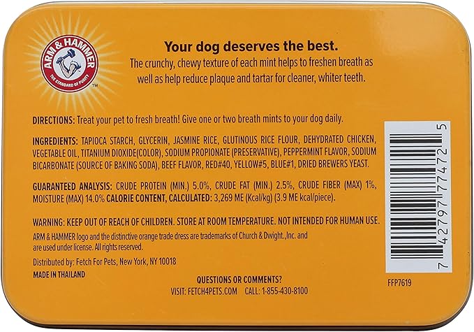 Arm & Hammer for Pets Tartar Control Dental Mints for Dogs | Dog Dental Mints Help Reduce Plaque & Tartar Buildup Without Brushing | Beef Flavor, 40 Count (Pack of 4)
