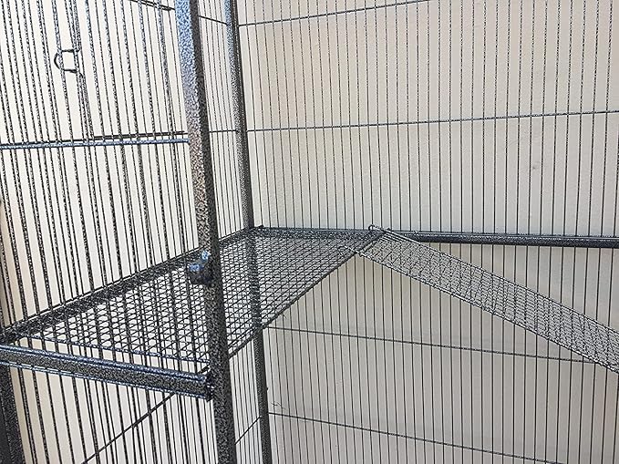 64" Extra Large Wrought Iron Chewproof 4-Levels Tight 1/2-inch Bar Spacing Ferret Squirrel Chinchilla Sugar Glider Rats Mice Cage with Detachable Rolling Stand