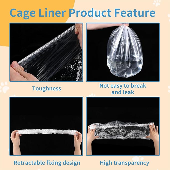 50 Pcs Disposable Cage Liners 19.7'' X 11.8'' - Clear, Plastic Toilet Film for Bunny, Hamster, Totoro, Hedgehog, Guinea Pig & Small Animal Habitats