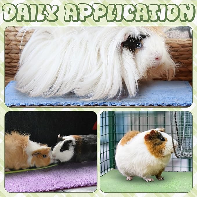 Newwiee 24 Pcs Guinea Pig Fleece Bedding Blankets Bulk Washable Small Animal Fleece Cage Liners Pet Wash Cloth Sleeping Mat Cover for Hamster Chinchilla Rabbit Hedgehog(12 x 12 Inch,Multicolor)