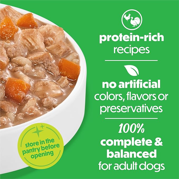 Purina Beneful Freshly Prepared Stews Wet Dog Food Variety Pack with Chicken Dinner or Turkey Dinner - 9.5 oz Carton (Pack of 6)
