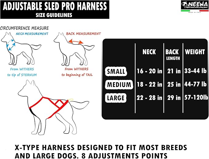 Neewa Adjustable Sled Pro Harness (Large, Yellow), Dog Harness for Large Breeds, Giant Dogs, Sled Pulling
