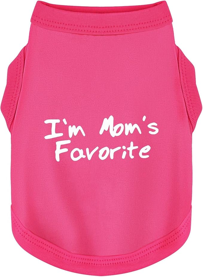 Cozy Sleeveless Canine Wear Dog Clothes, Soft, Lightweight, and Breathable Cotton Dog Shirt with I'm Mom's Favorite Print.Vest Tank Top Ideal for Small, Medium, and Large Breeds Rose Red 3XL