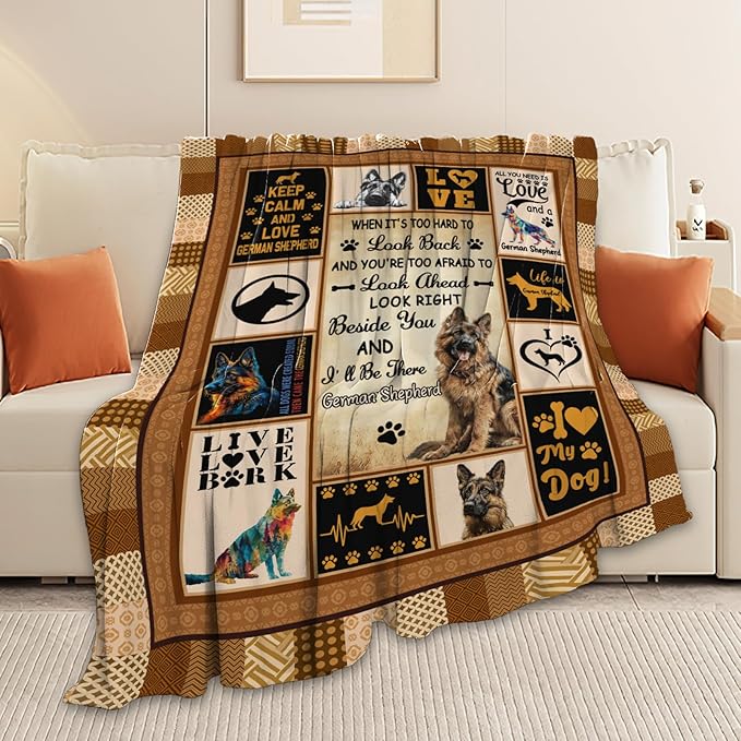 German Shepherd Throw Blanket German Shepherd Puppy Stuff Gifts for Dog Lover Kids Girls Boys Adults Women Men Soft Cozy Warm Plush Fluffy Fuzzy Fleece Blanket Decor 60''X80''