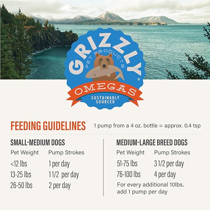 Grizzly Salmon Oil Cat Food Supplement Omega 3 Fatty Acids, 4 oz