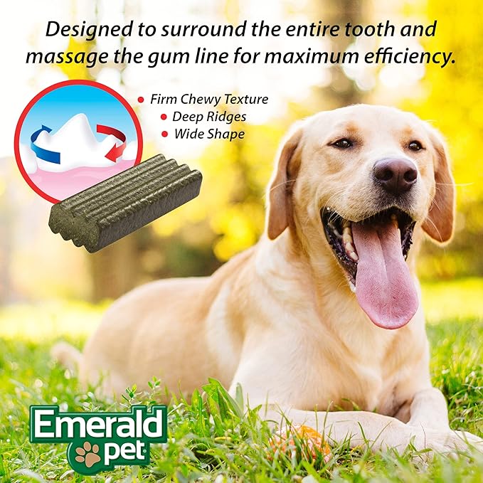 Emerald Pet Fresh Smileezz Grain Free Dog Dental Treats — Minty Fresh Breath and Clean Teeth for Medium Dog Breeds — Made in USA Medium, 12.5 Oz