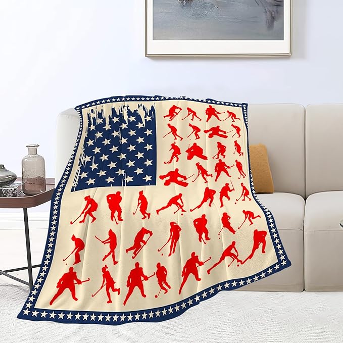 banonaty Hockey Throw Blanket, Cozy Fleece Flannel Plush Bedding Ice Hockey Gifts for Boys Girls Men Women Youth Kids for Couch Sofa Bed Decor 40"X50"