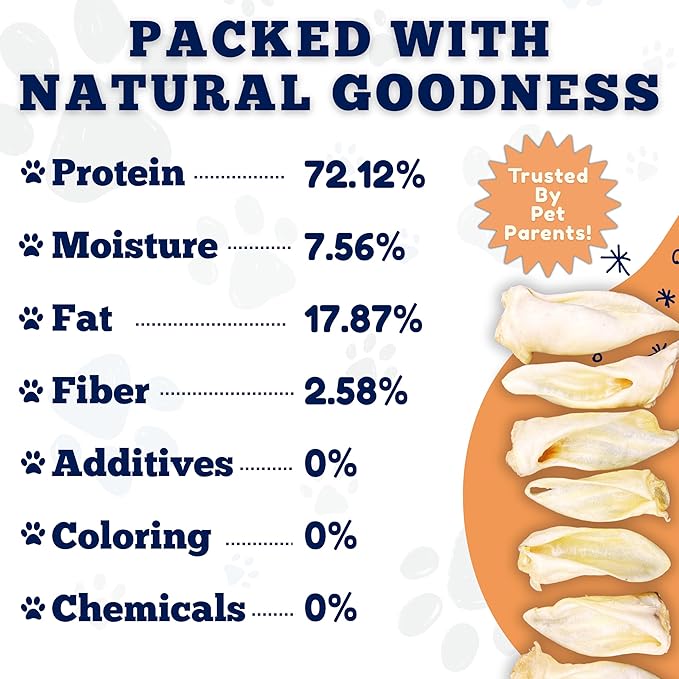 Amazing Dog Treats - Lamb Ears (50 Pcs/Pack)- Natural Dog Chews -Rawhide Alternative - No Hide Dog Bones